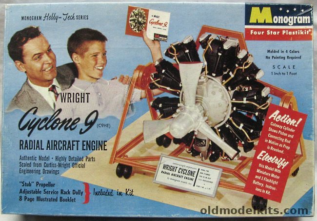 Monogram 1/12 Wright Cyclone 9 Radial Engine (C9HE) - Four Star Issue, PE52-198 plastic model kit